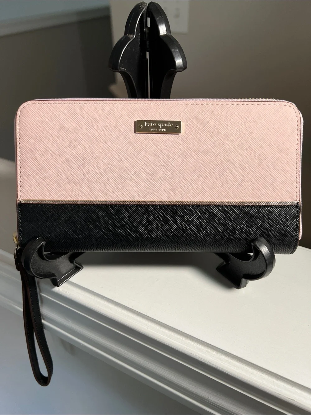 kate spade Two-Tone Pink and Black Zip Around Wristlet Wallet